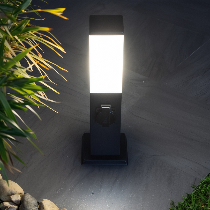 Brilagi - Lampe d'extérieur avec 2 prises SCHUKO NOVA 1xE27/15W/230V 40 cm IP44 noire
