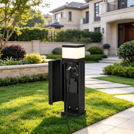 BRILAGI - Lampe d'extérieur à 2 prises SCHUKO PILLAR 1xG9/11W/230V IP44 noire