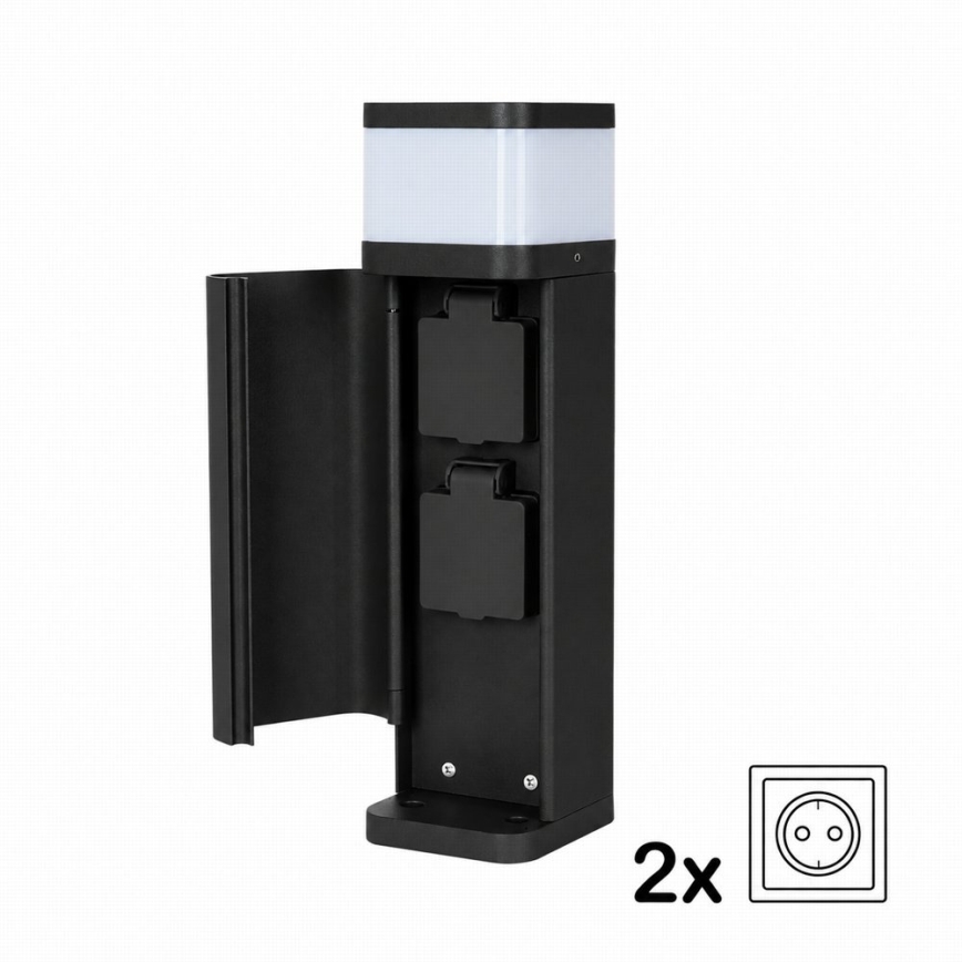 BRILAGI - Lampe d'extérieur à 2 prises SCHUKO PILLAR 1xG9/11W/230V IP44 noire