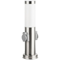 Brilagi - Lampe d'extérieur avec 2 prises intégrées, douille 1x E27 (15 W/230 V), 40 cm, IP44, chrome mat