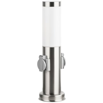 Brilagi - Lampe d'extérieur avec 2 prises intégrées, douille 1x E27 (15 W/230 V), 40 cm, IP44, chrome mat
