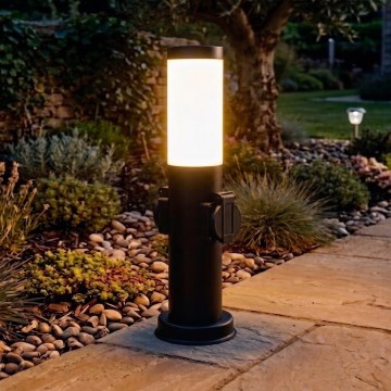Brilagi - Lampe d'extérieur avec 2 prises SCHUKO NOVA 1xE27/15 W/230 V 40 cm IP44 noire