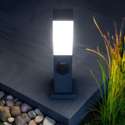Brilagi - Lampe d'extérieur avec 2 prises SCHUKO NOVA 1xE27/15W/230V 40 cm IP44 anthracite