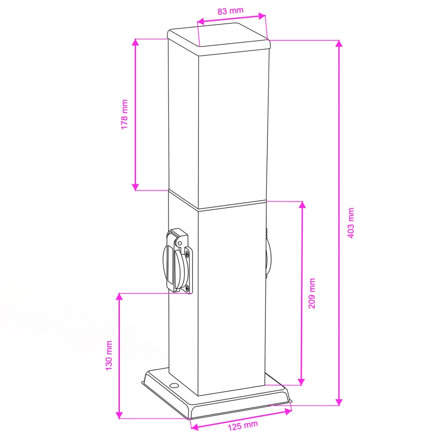 Brilagi - Lampe d'extérieur avec 2 prises SCHUKO NOVA 1xE27/15W/230V 40 cm IP44 anthracite