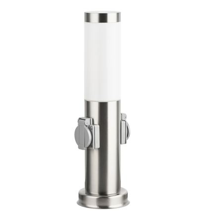Brilagi - Lampe d'extérieur NOVA avec 2 prises SCHUKO, 1xE27/15W/230V, 40 cm, IP44, chrome mat