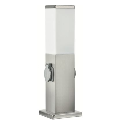 Brilagi - Lampe d'extérieur avec 2 prises SCHUKO NOVA 1xE27/15W/230V 40 cm IP44 chrome mat