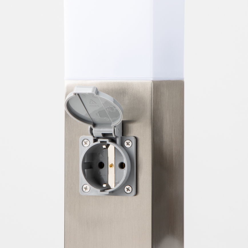 Brilagi - Lampe d'extérieur avec 2 prises SCHUKO NOVA 1xE27/15W/230V 40 cm IP44 chrome mat