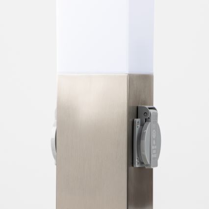 Brilagi - Lampe d'extérieur avec 2 prises SCHUKO NOVA 1xE27/15W/230V 40 cm IP44 chrome mat