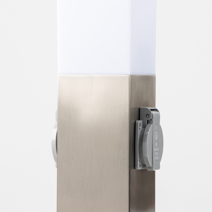 Brilagi - Lampe d'extérieur avec 2 prises SCHUKO NOVA 1xE27/15W/230V 40 cm IP44 chrome mat