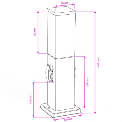 Brilagi - Lampe d'extérieur avec 2 prises SCHUKO NOVA 1xE27/15W/230V 40 cm IP44 chrome mat
