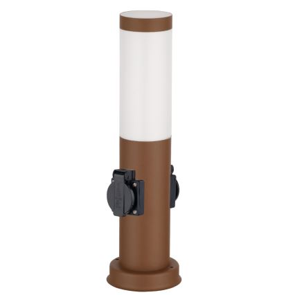 Brilagi - Lampe d'extérieur NOVA avec 2 prises SCHUKO intégrées, 1xE27/15W/230V, 40 cm, IP44, marron