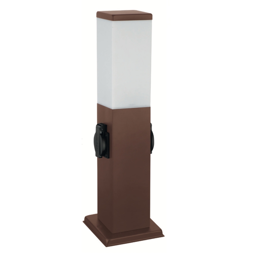 Brilagi - Lampe d'extérieur NOVA avec 2 prises SCHUKO, 1xE27/15W/230V, 40 cm, IP44, marron
