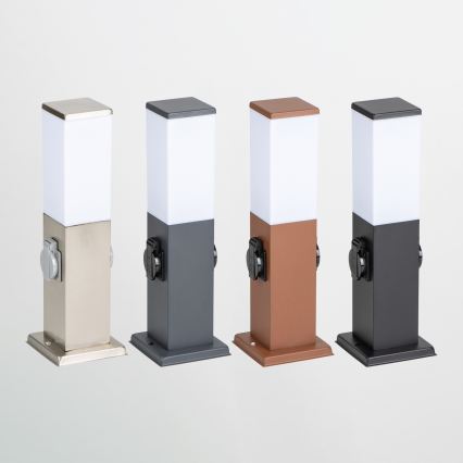 Brilagi - Lampe d'extérieur NOVA avec 2 prises SCHUKO, 1xE27/15W/230V, 40 cm, IP44, marron