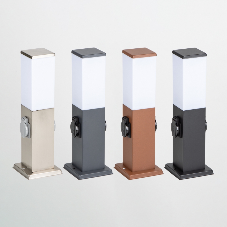 Brilagi - Lampe d'extérieur NOVA avec 2 prises SCHUKO, 1xE27/15W/230V, 40 cm, IP44, marron