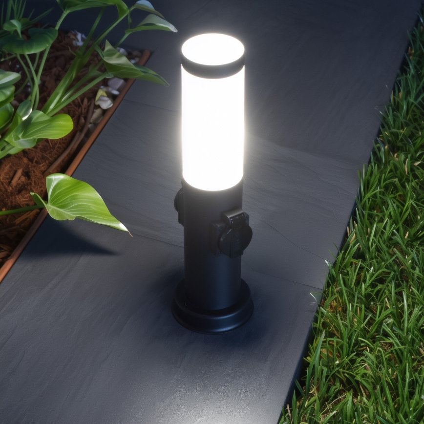 Brilagi - Lampe d'extérieur avec 2 prises SCHUKO NOVA 1xE27/15 W/230 V 40 cm IP44 noire