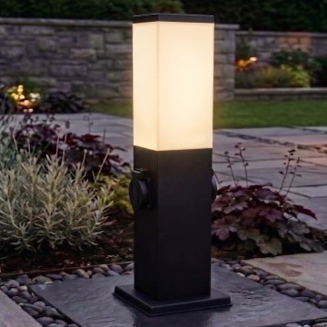 Brilagi - Lampe d'extérieur avec 2 prises SCHUKO NOVA 1xE27/15W/230V 40 cm IP44 noire