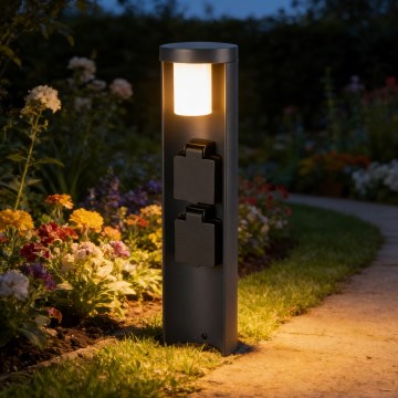 Brilagi - Lampe d'extérieur avec 2 prises SCHUKO PILLAR 1xG9/11W/230V IP44 anthracite