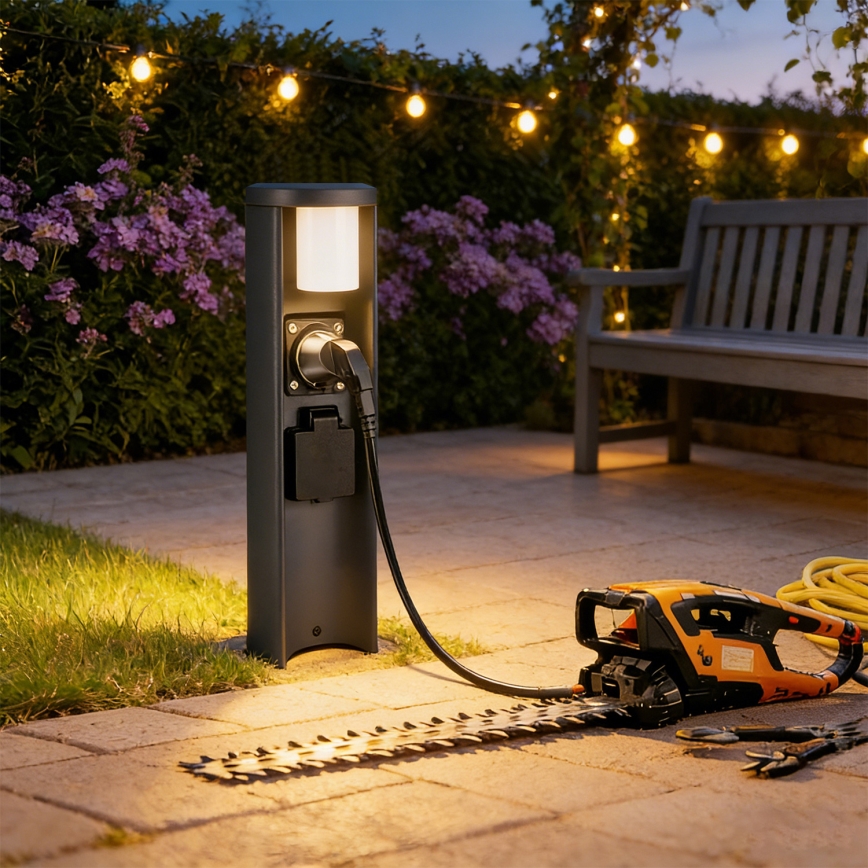 Brilagi - Lampe d'extérieur avec 2 prises SCHUKO PILLAR 1xG9/11W/230V IP44 anthracite