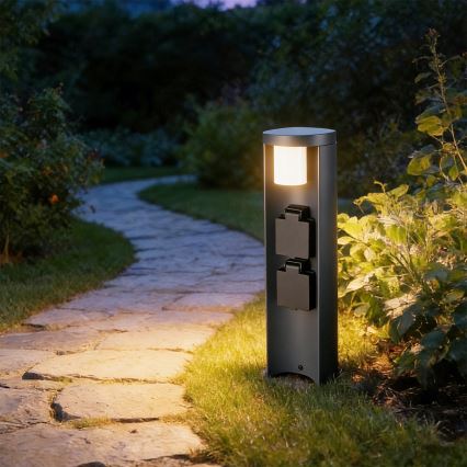 Brilagi - Lampe d'extérieur avec 2 prises SCHUKO PILLAR 1xG9/11W/230V IP44 anthracite