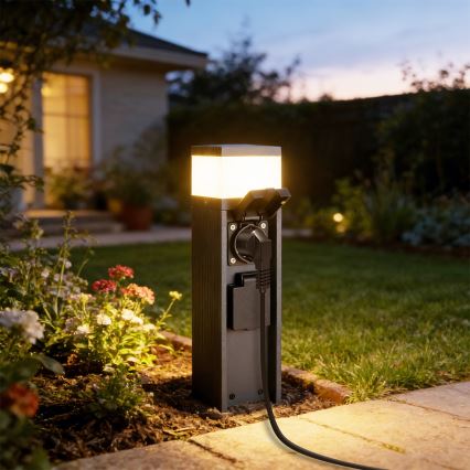 Brilagi - Lampe d'extérieur avec 2 prises SCHUKO PILLAR 1xG9/11W/230V IP44 anthracite