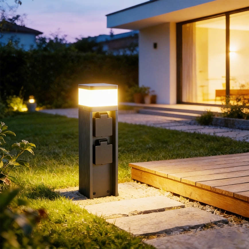 Brilagi - Lampe d'extérieur avec 2 prises SCHUKO PILLAR 1xG9/11W/230V IP44 anthracite
