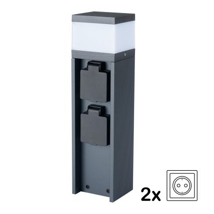 Brilagi - Lampe d'extérieur avec 2 prises SCHUKO PILLAR 1xG9/11W/230V IP44 anthracite