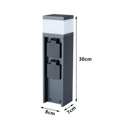 Brilagi - Lampe d'extérieur avec 2 prises SCHUKO PILLAR 1xG9/11W/230V IP44 anthracite