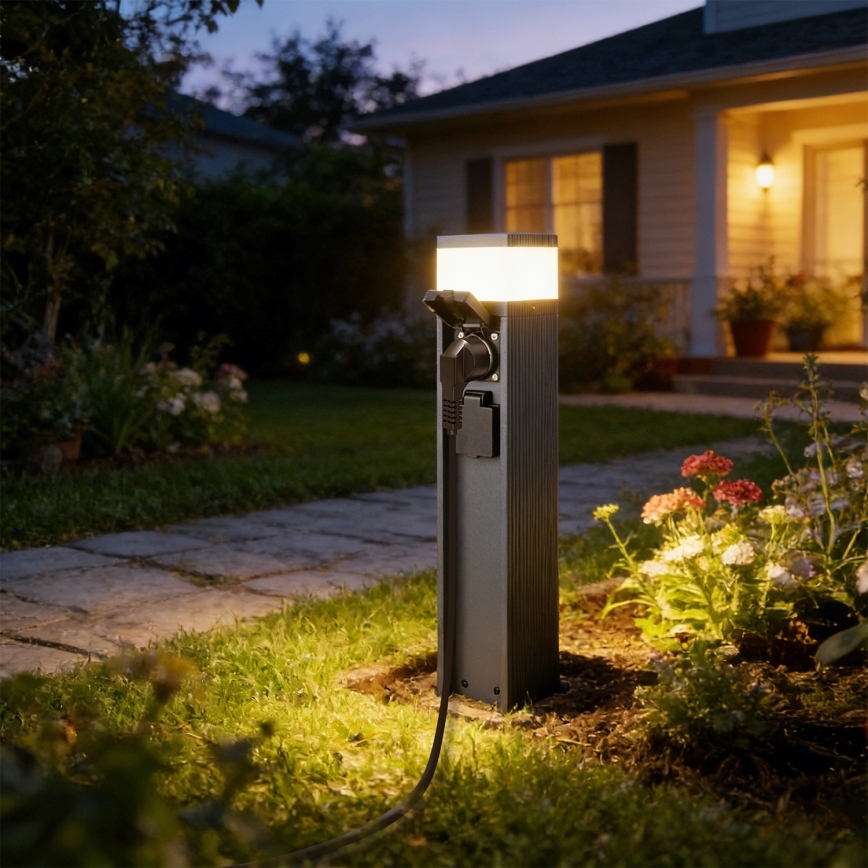 Brilagi - Lampe d'extérieur à 2 prises SCHUKO PILLAR 1xG9/11W/230V IP44 anthracite