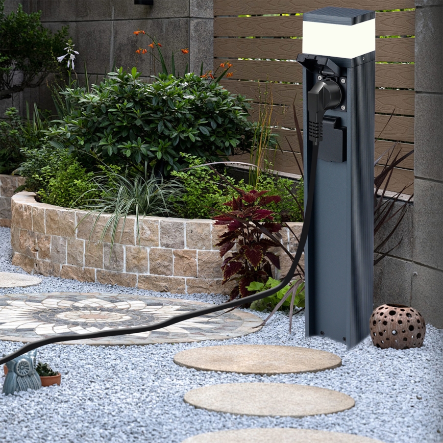 Brilagi - Lampe d'extérieur à 2 prises SCHUKO PILLAR 1xG9/11W/230V IP44 anthracite