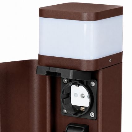 BRILAGI - Lampe d'extérieur avec 2 prises SCHUKO PILLAR 1xG9/11W/230V IP44 brune