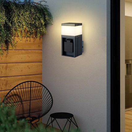 Brilagi - Applique murale d'extérieur avec prise SCHUKO PILLAR 1xG9/11W/230V IP44 anthracite