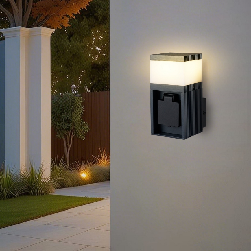 Brilagi - Applique murale d'extérieur avec prise SCHUKO PILLAR 1xG9/11W/230V IP44 anthracite