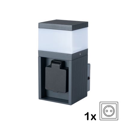 Brilagi - Applique murale d'extérieur avec prise SCHUKO PILLAR 1xG9/11W/230V IP44 anthracite
