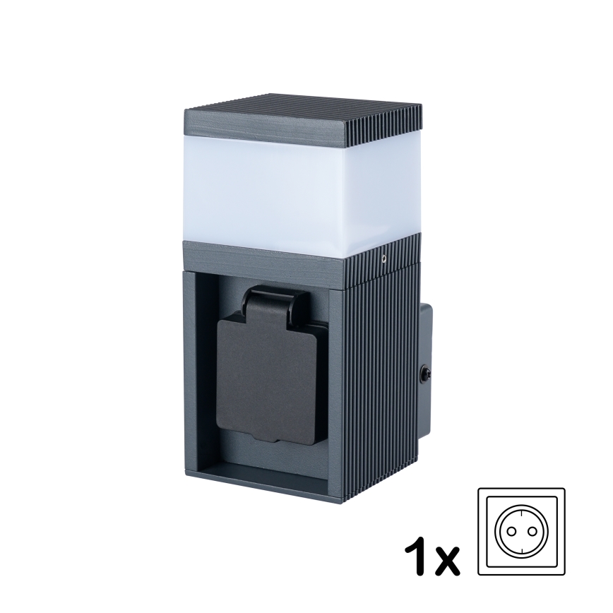 Brilagi - Applique murale d'extérieur avec prise SCHUKO PILLAR 1xG9/11W/230V IP44 anthracite