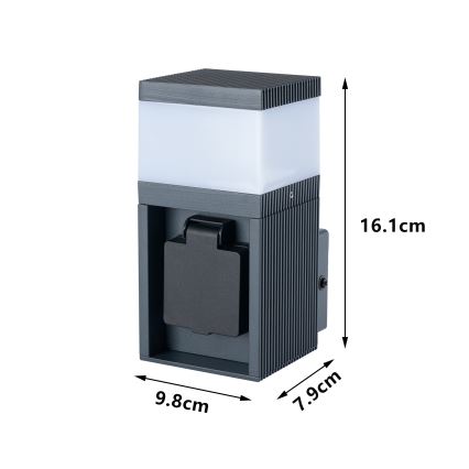 Brilagi - Applique murale d'extérieur avec prise SCHUKO PILLAR 1xG9/11W/230V IP44 anthracite