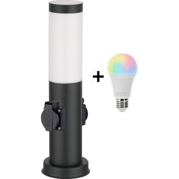 Brilagi - Lampe d'extérieur LED RGBW dimmable avec 2 douilles, 1x E27/15W/230V, 2700–6500K, IP44, 40 cm, noir