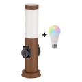 Brilagi - Lampe d'extérieur LED RGBW dimmable avec 2 douilles NOVA 1xE27/9W/230V 2700-6500K IP44 40 cm brun