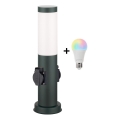 Brilagi - Lampe d'extérieur LED RGBW dimmable avec 2 prises NOVA 1xE27/9W/230V 2700-6500K IP44 40 cm anthracite