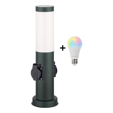Brilagi - Lampe d'extérieur LED RGBW dimmable avec 2 prises NOVA 1xE27/9W/230V 2700-6500K IP44 40 cm anthracite
