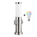 Brilagi - Lampe d'extérieur LED RGBW dimmable NOVA avec 2 prises 1xE27/9W/230V 2700-6500K IP44 40 cm chrome mat
