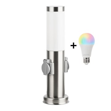 Brilagi - Lampe d'extérieur LED RGBW dimmable NOVA avec 2 prises 1xE27/9W/230V 2700-6500K IP44 40 cm chrome mat