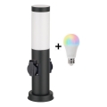 Brilagi - Lampe d'extérieur LED RGBW dimmable NOVA avec 2 prises, 1xE27/9W/230V, 2700-6500K, IP44, 40 cm, noire