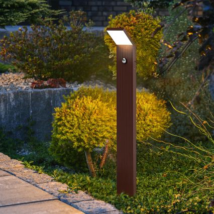 Brilagi - Lampe d'extérieur LED RIANO avec détecteur de mouvement LED/8W/230V marron IP65 80 cm