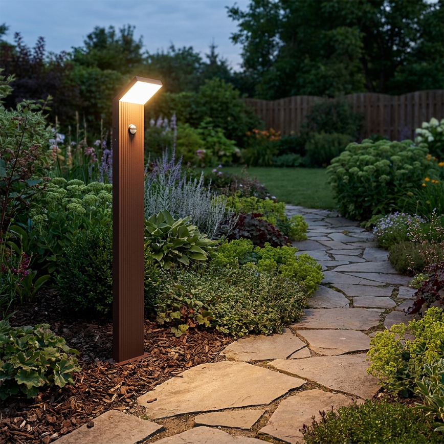 Brilagi - Lampe d'extérieur LED RIANO avec détecteur de mouvement LED/8W/230V marron IP65 80 cm