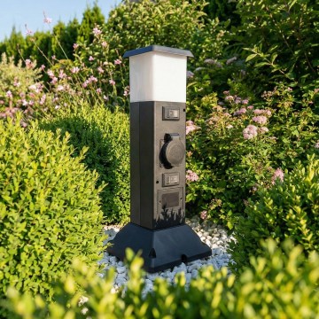 Brilagi - Lampe d'extérieur noire avec 2 prises SCHUKO 1xE14/15W/230V IP44