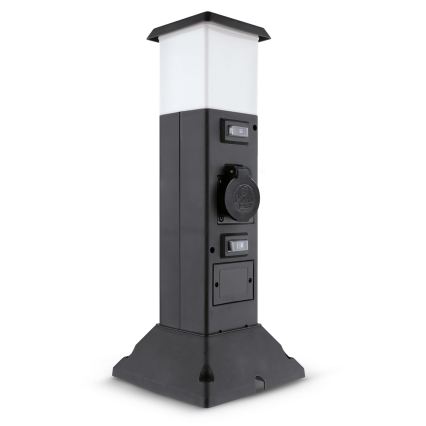 Brilagi - Lampe d'extérieur noire avec 2 prises SCHUKO 1xE14/15W/230V IP44