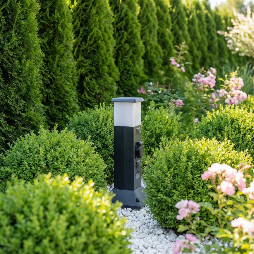 Brilagi - Lampe d'extérieur noire avec 2 prises SCHUKO 1xE14/15W/230V IP44