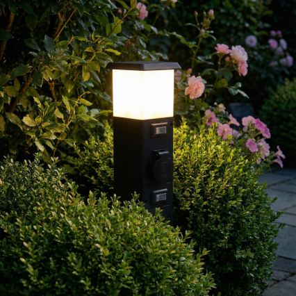 Brilagi - Lampe d'extérieur noire avec 2 prises SCHUKO 1xE14/15W/230V IP44