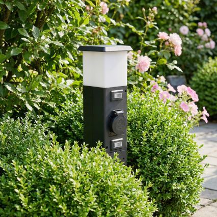 Brilagi - Lampe d'extérieur noire avec 2 prises SCHUKO 1xE14/15W/230V IP44