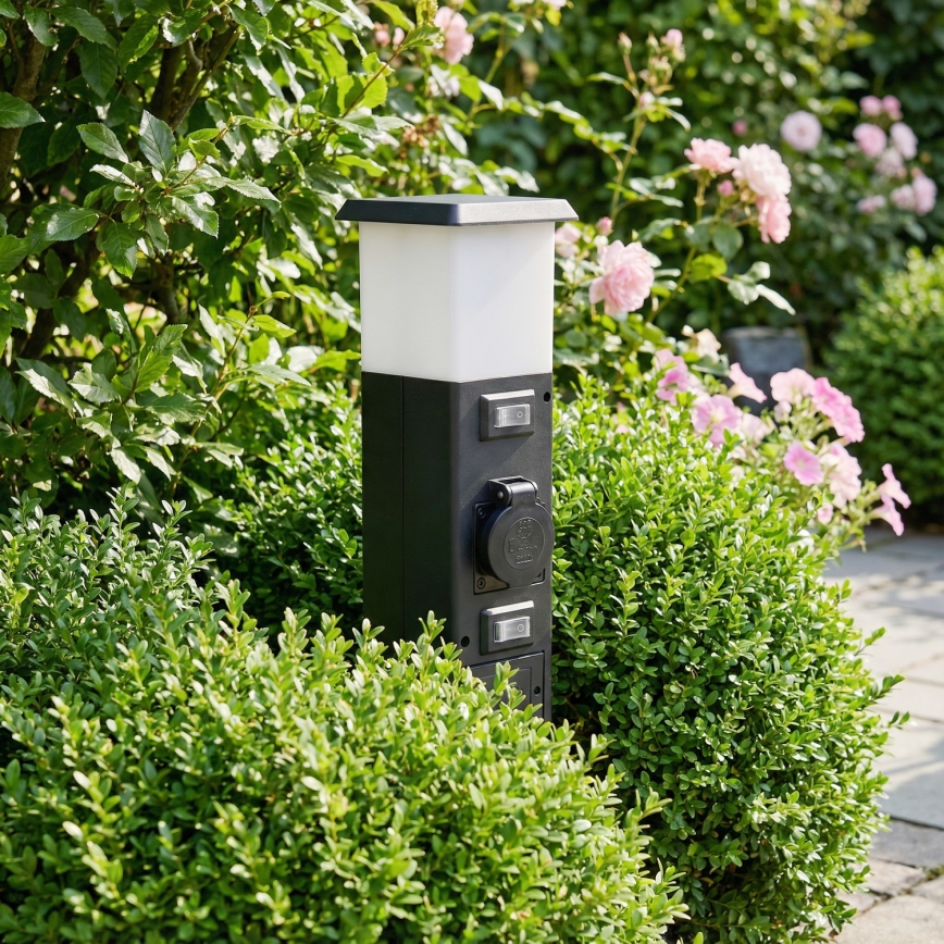 Brilagi - Lampe d'extérieur noire avec 2 prises SCHUKO 1xE14/15W/230V IP44